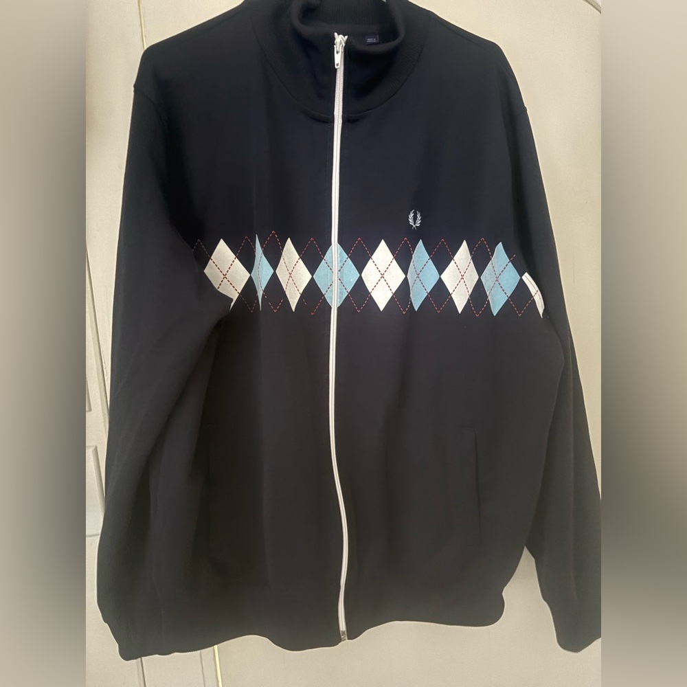Fred Perry Men's Navy Argyle Sweater